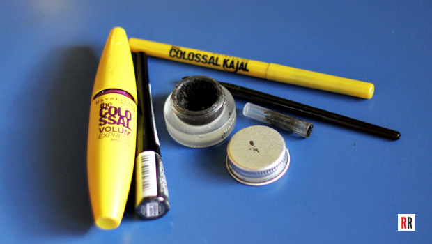 Review of Maybelline Colossal Kajal, Eye Studio Lasting Drama Gel Eyeliner, Hyper Glossy Liquid Liner and Volum Express Mascara 